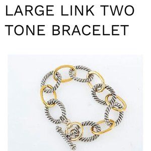 Two-Tone Silver and Gold Link Bracelet